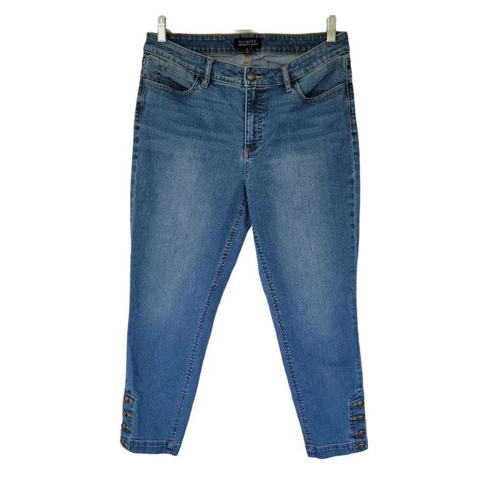 Talbots Flawless Five Pocket Ankle Jeans Womens Size 12 Blue Stretch Denim